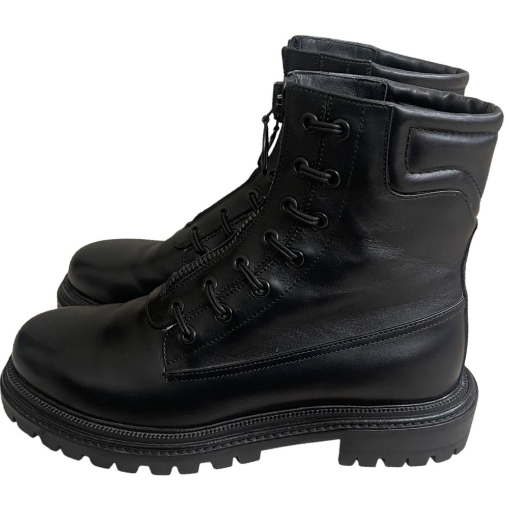 Aquazzura kicks Firenze Black Leather Combat Boots Lug Sole Women Size 6.5/36.5